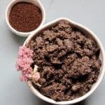 coffee grounds and scrub in bowls